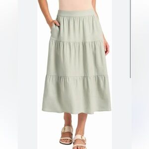 LIKE NEW Matty M Linen Blend MIDI Skirt